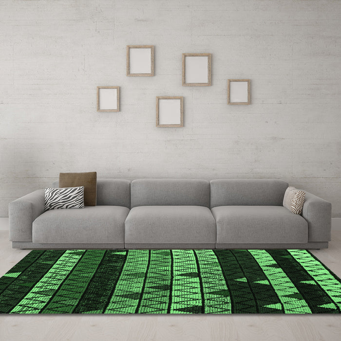 Machine Washable Oriental Emerald Green Modern Area Rugs in a Living Room,, wshabs5026emgrn