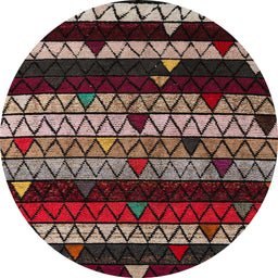 Round Abstract Dark Almond Brown Oriental Rug, abs5026