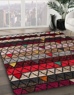 Machine Washable Abstract Dark Almond Brown Rug in a Family Room, wshabs5026