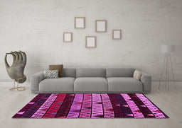 Machine Washable Oriental Pink Modern Rug in a Living Room, wshabs5026pnk