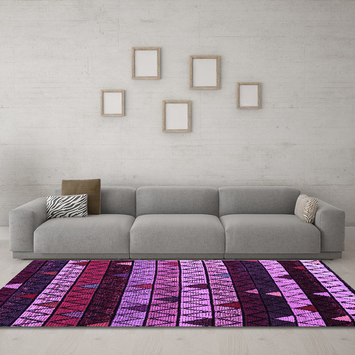 Machine Washable Oriental Purple Modern Area Rugs in a Living Room, wshabs5026pur