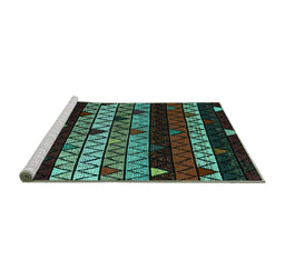 Sideview of Machine Washable Oriental Turquoise Modern Area Rugs, wshabs5026turq