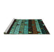 Sideview of Machine Washable Oriental Turquoise Modern Area Rugs, wshabs5026turq