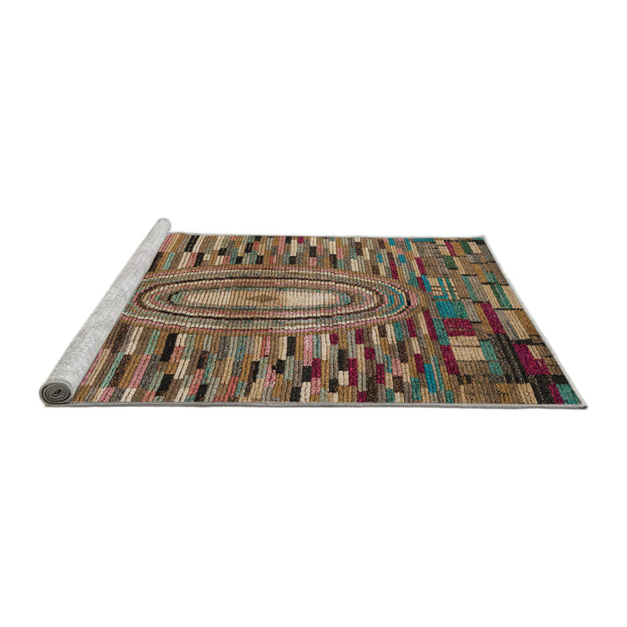 Sideview of Machine Washable Abstract Red Brown Rug, wshabs5027