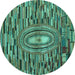 Round Machine Washable Oriental Turquoise Modern Area Rugs, wshabs5027turq