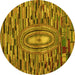 Round Machine Washable Oriental Yellow Modern Rug, wshabs5027yw