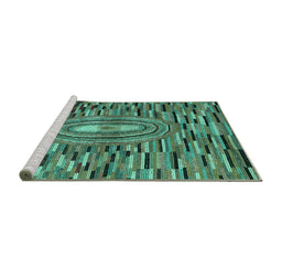 Sideview of Machine Washable Oriental Turquoise Modern Area Rugs, wshabs5027turq