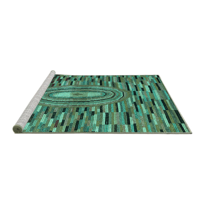 Sideview of Machine Washable Oriental Turquoise Modern Area Rugs, wshabs5027turq