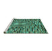 Sideview of Machine Washable Oriental Turquoise Modern Area Rugs, wshabs5027turq