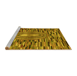 Sideview of Machine Washable Oriental Yellow Modern Rug, wshabs5027yw