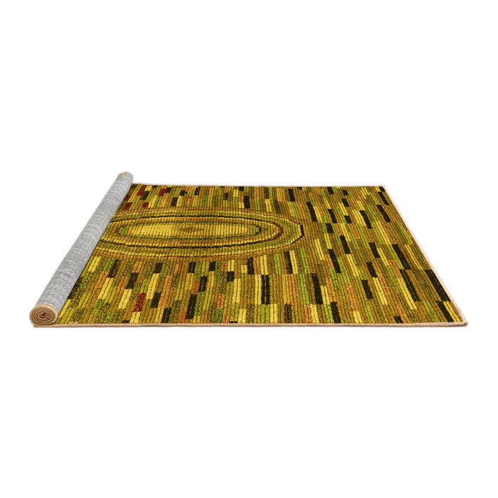 Sideview of Machine Washable Oriental Yellow Modern Rug, wshabs5027yw