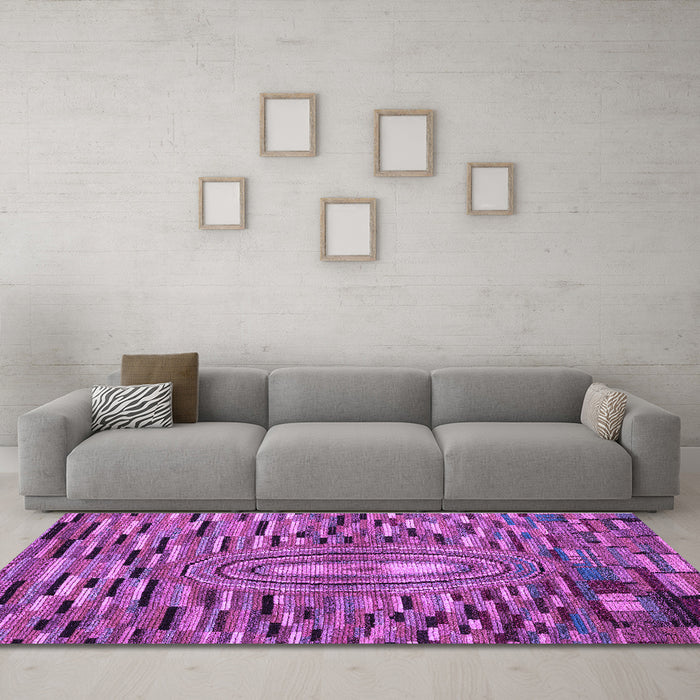 Machine Washable Oriental Purple Modern Area Rugs in a Living Room, wshabs5027pur