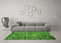 Machine Washable Oriental Green Modern Rug, wshabs5027grn