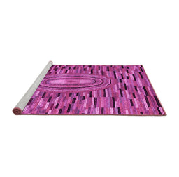 Sideview of Machine Washable Oriental Pink Modern Rug, wshabs5027pnk