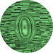 Round Machine Washable Oriental Emerald Green Modern Area Rugs, wshabs5027emgrn