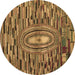 Round Machine Washable Oriental Brown Modern Rug, wshabs5027brn