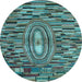 Round Oriental Light Blue Modern Rug, abs5027lblu