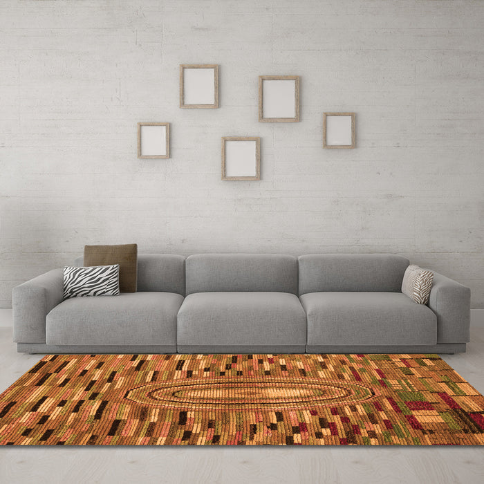 Machine Washable Oriental Orange Modern Area Rugs in a Living Room, wshabs5027org