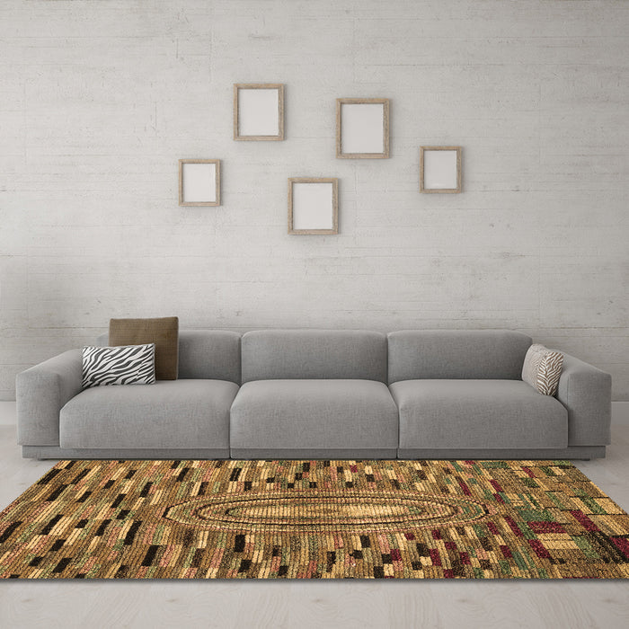 Machine Washable Oriental Brown Modern Rug in a Living Room,, wshabs5027brn