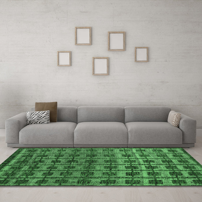 Machine Washable Oriental Emerald Green Modern Area Rugs in a Living Room,, wshabs5028emgrn
