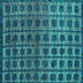 Square Machine Washable Oriental Turquoise Modern Area Rugs, wshabs5028turq