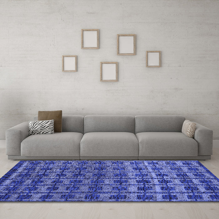 Machine Washable Oriental Blue Modern Rug in a Living Room, wshabs5028blu