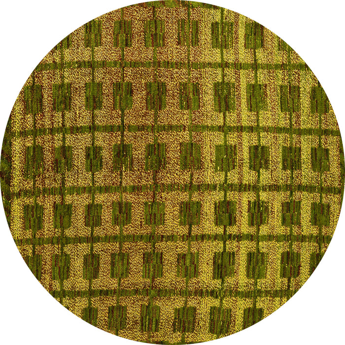 Round Machine Washable Oriental Yellow Modern Rug, wshabs5028yw