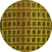Round Machine Washable Oriental Yellow Modern Rug, wshabs5028yw