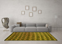 Machine Washable Oriental Yellow Modern Rug, wshabs5028yw