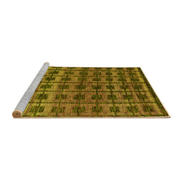 Sideview of Machine Washable Oriental Yellow Modern Rug, wshabs5028yw