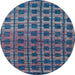 Round Machine Washable Abstract Light Purple Blue Rug, wshabs5028