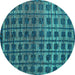 Round Oriental Turquoise Modern Rug, abs5028turq