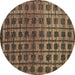 Round Machine Washable Oriental Brown Modern Rug, wshabs5028brn