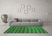 Machine Washable Oriental Green Modern Area Rugs in a Living Room,, wshabs5028grn