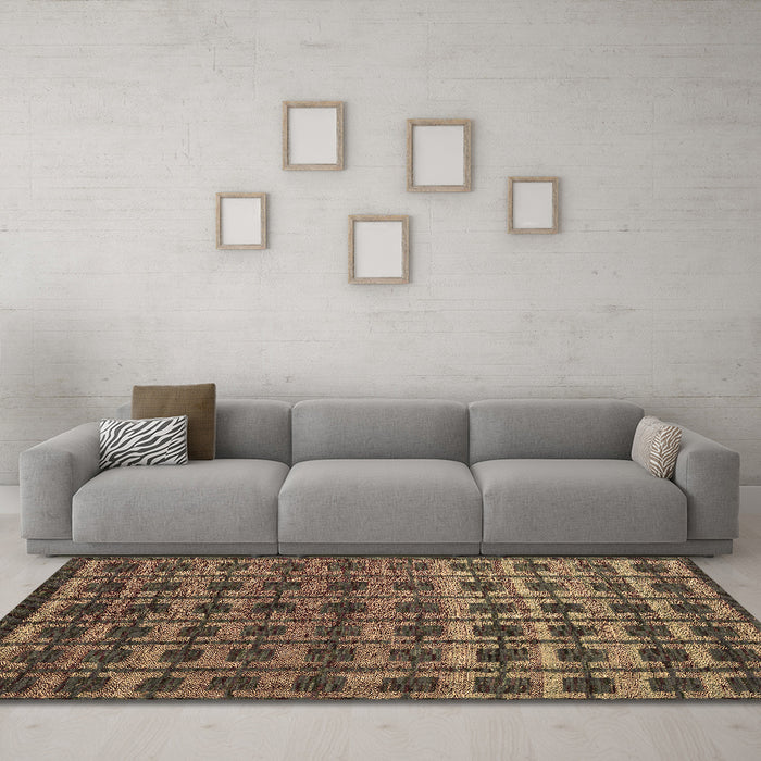 Machine Washable Oriental Brown Modern Rug in a Living Room,, wshabs5028brn