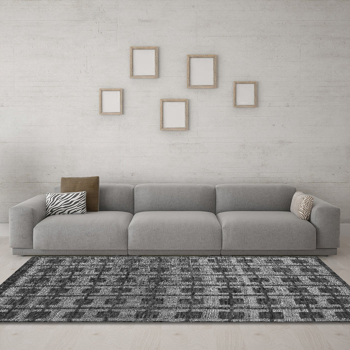 Machine Washable Oriental Gray Modern Rug in a Living Room,, wshabs5028gry