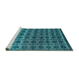 Sideview of Machine Washable Oriental Turquoise Modern Area Rugs, wshabs5028turq