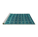 Sideview of Machine Washable Oriental Turquoise Modern Area Rugs, wshabs5028turq