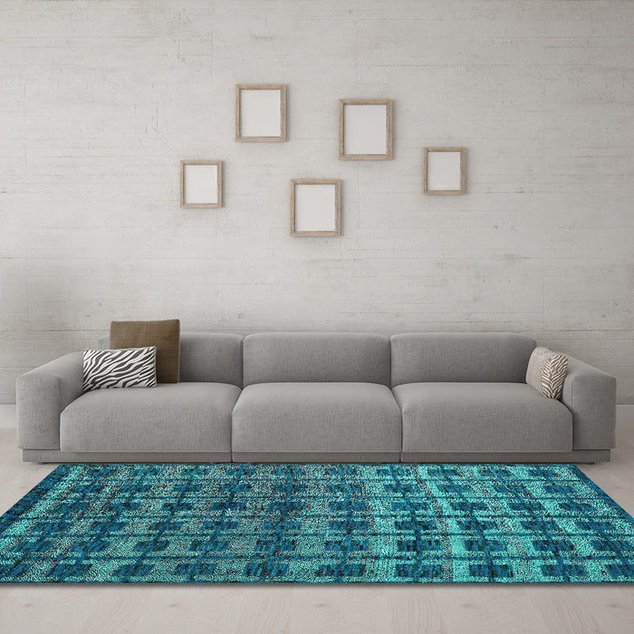 Machine Washable Oriental Turquoise Modern Area Rugs in a Living Room,, wshabs5028turq