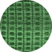 Round Oriental Emerald Green Modern Rug, abs5028emgrn