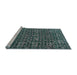 Sideview of Machine Washable Abstract Cadet Blue Green Rug, wshabs5029