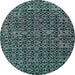 Round Abstract Cadet Blue Green Oriental Rug, abs5029