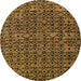 Round Machine Washable Oriental Orange Modern Area Rugs, wshabs5029org