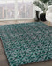 Machine Washable Abstract Cadet Blue Green Rug in a Family Room, wshabs5029