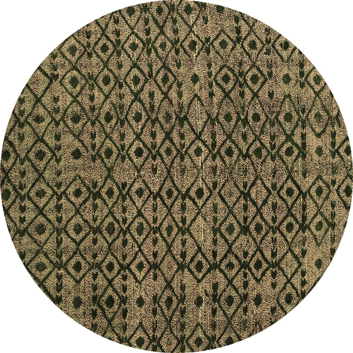 Round Machine Washable Oriental Brown Modern Rug, wshabs5029brn