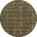 Round Machine Washable Oriental Brown Modern Rug, wshabs5029brn