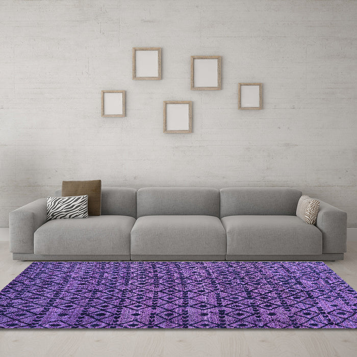 Machine Washable Oriental Purple Modern Area Rugs in a Living Room, wshabs5029pur