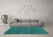 Machine Washable Oriental Turquoise Modern Area Rugs in a Living Room,, wshabs5029turq