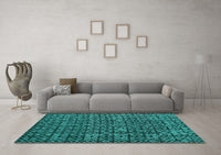 Machine Washable Oriental Turquoise Modern Rug, wshabs5029turq