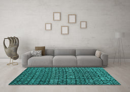 Machine Washable Oriental Turquoise Modern Area Rugs in a Living Room,, wshabs5029turq